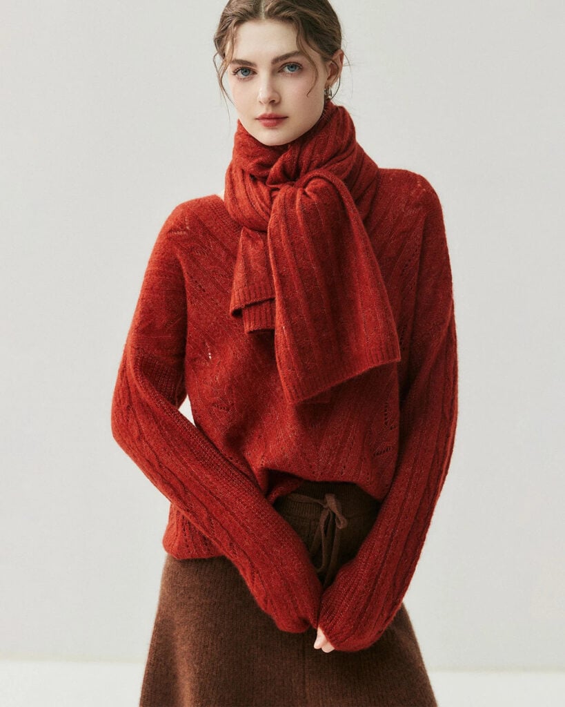 Cable Knit Cashmere Silk Scarf Wrap, DAISYSILK
