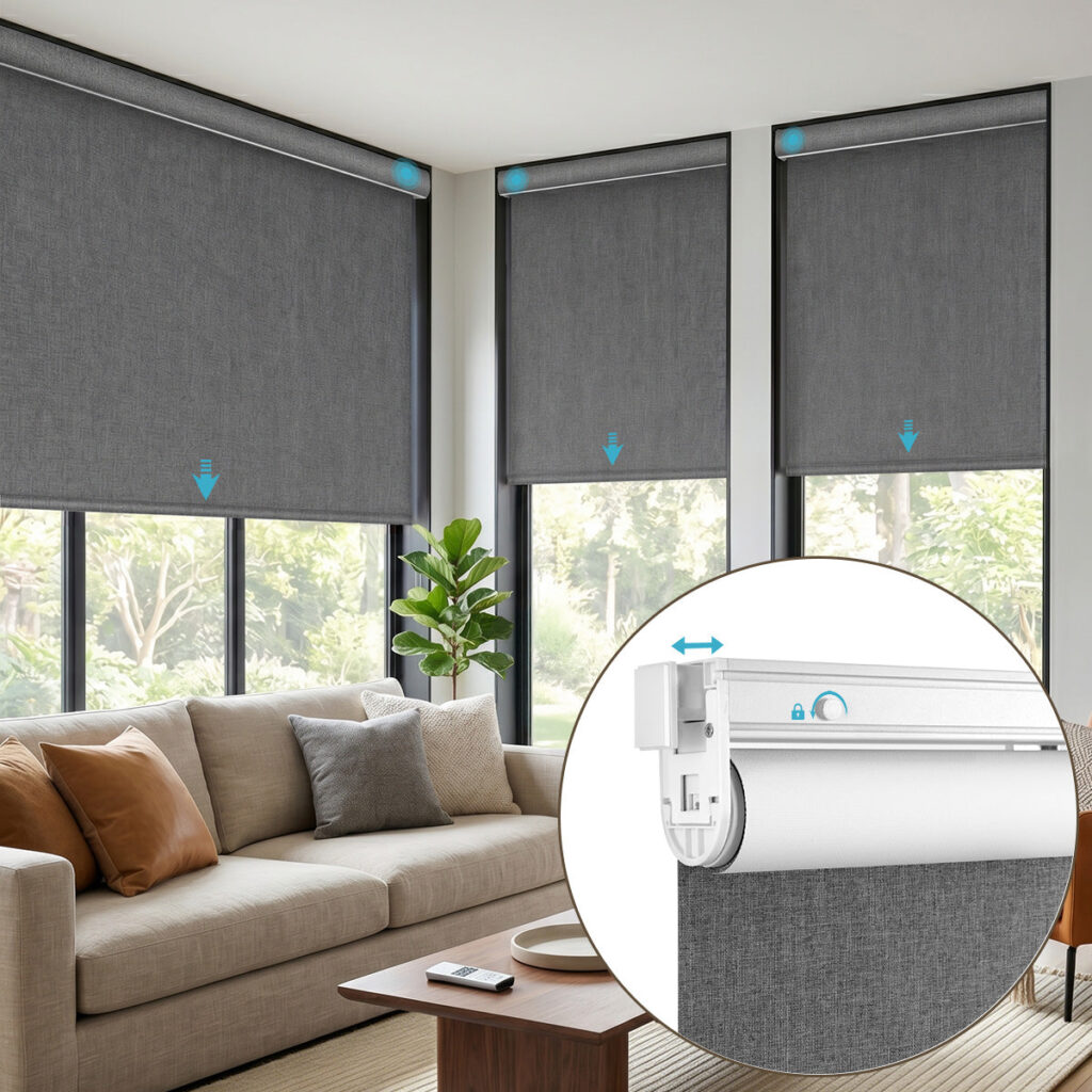 Ezio No-Drill Custom Blackout Roller Shades Motorized Smart Blinds, Homerilla
