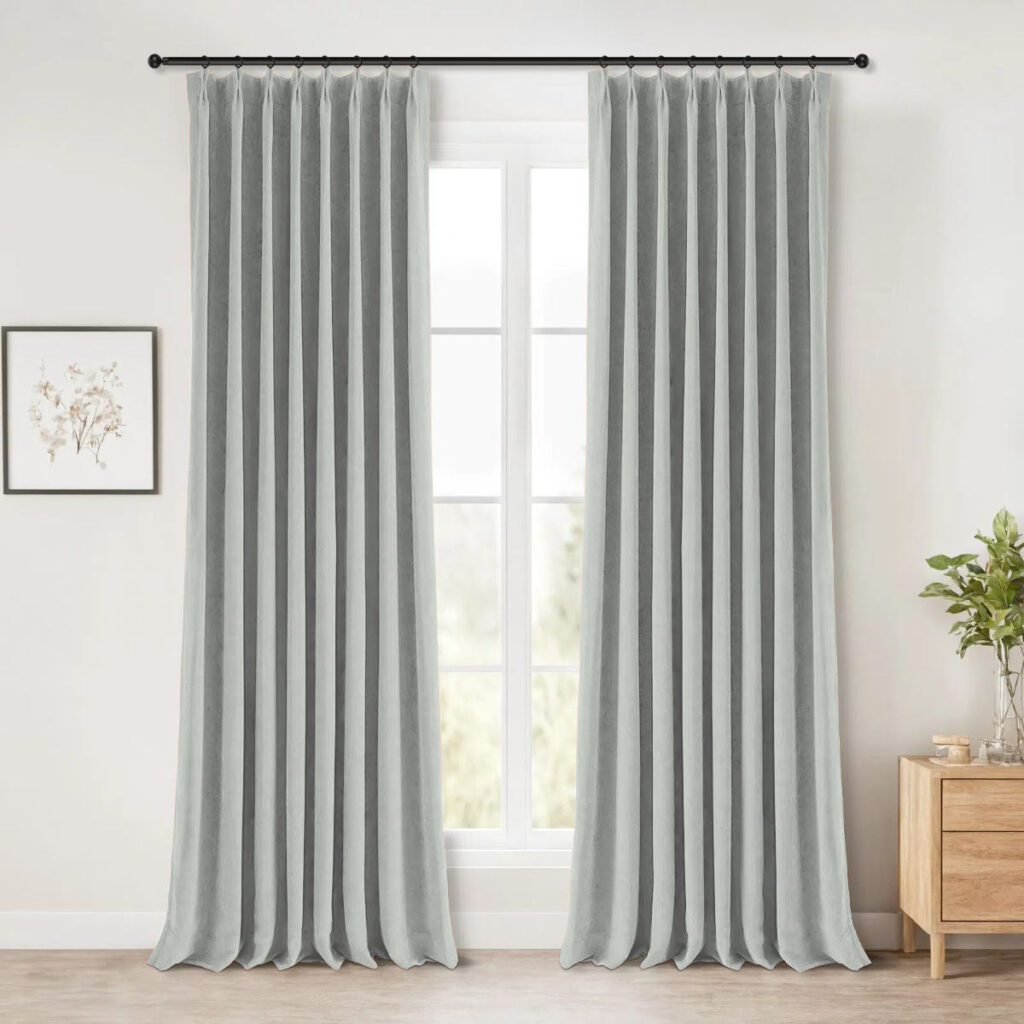 Light Grey | Simon Chenille Blackout Curtains Custom Drapes for Living Room & Bedroom, Homerilla